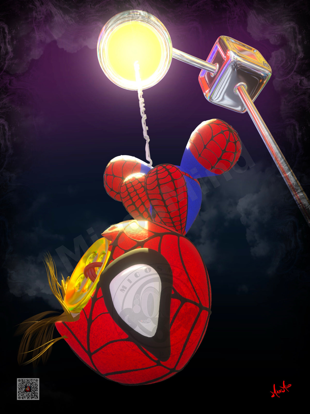 Hanging Around – 16x20 Superhero Poster, Web Slinger Pop Art Wall Art Print by MicosMind