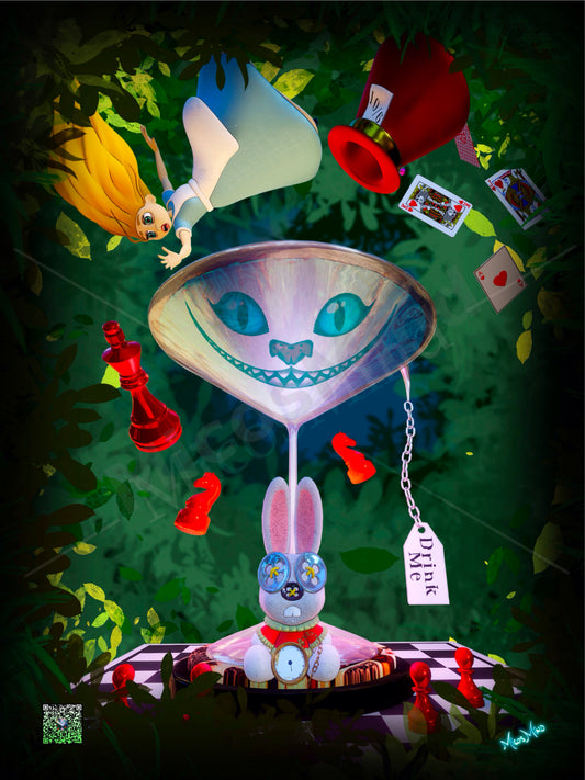 Alice Martini – 16x20 Cocktail Poster, Fairytale Pop Art Wall Art Print by MicosMind