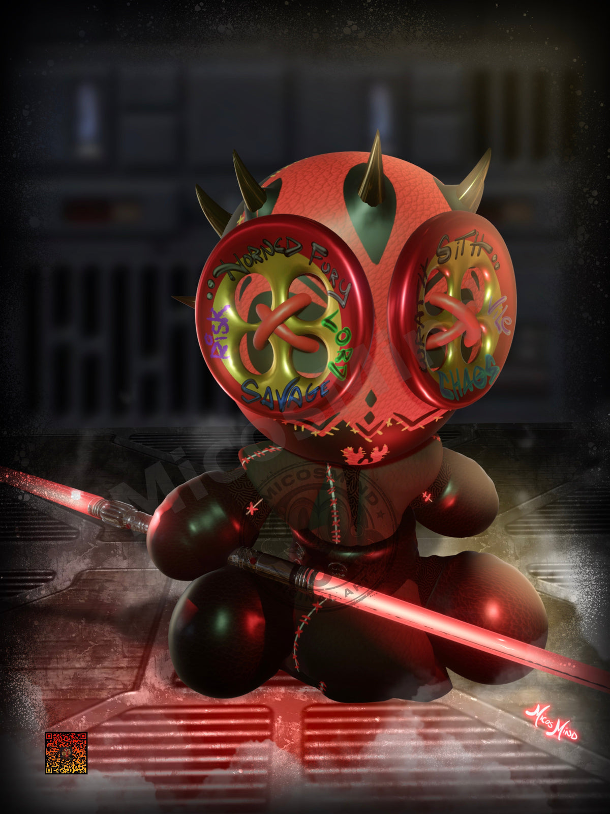 Horned Revenge – 16x20 Demon Poster, Dark Warrior Wall Art Print by MicosMind