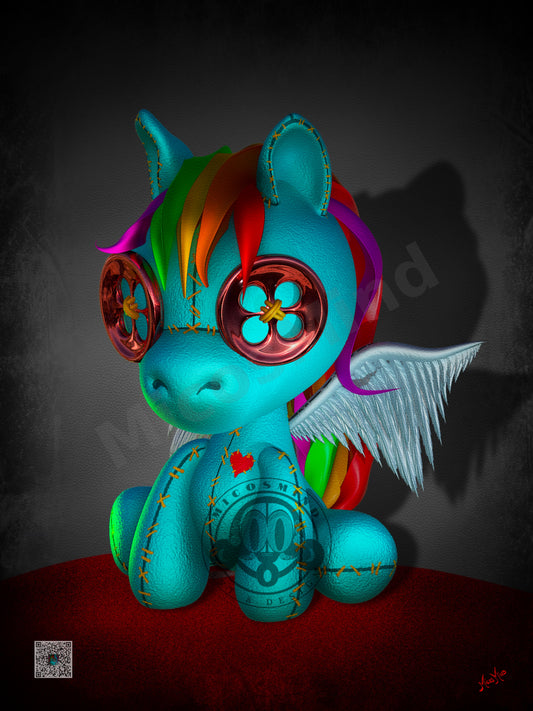 Lil Friend – 16x20 Rainbow Pony Poster, Winged Pop Art Wall Art Print by MicosMind
