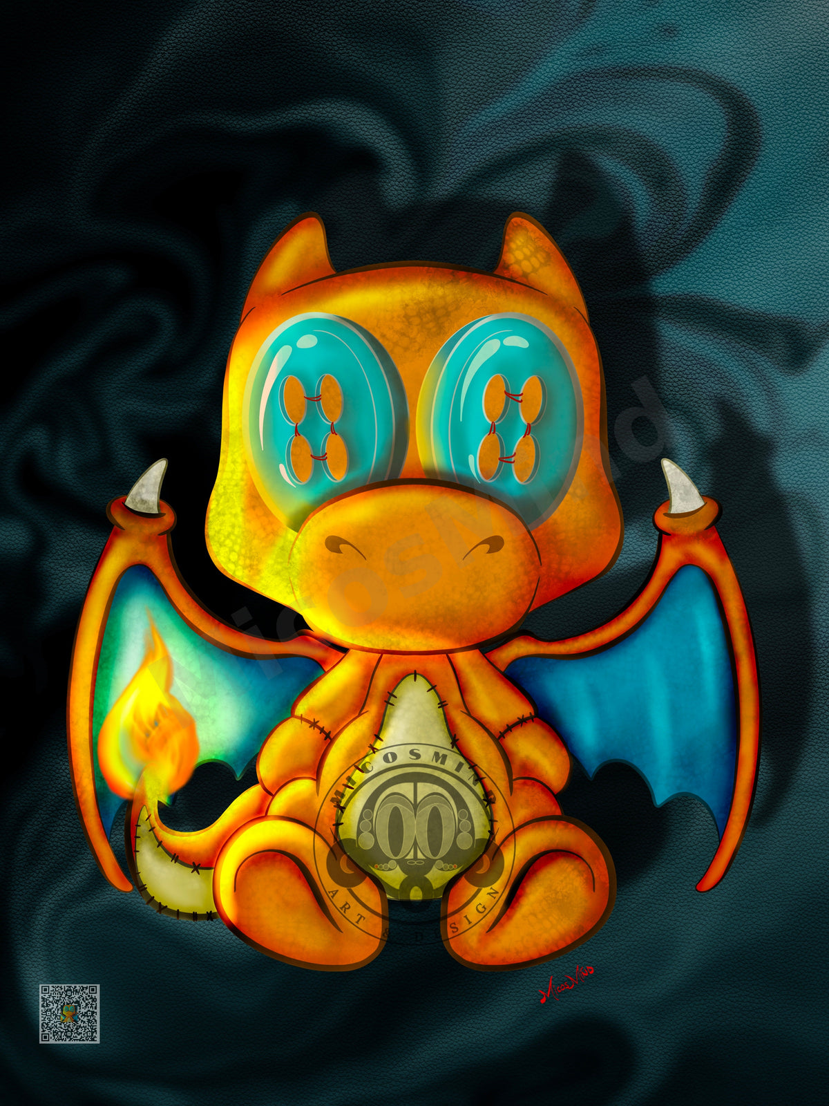 Catch 'Em: Fire Wings – 16x20 Dragon Poster, 90s Gaming Wall Art Print by MicosMind