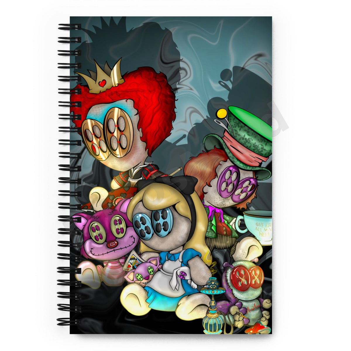 We Are All Mad Here Spiral Notebook, Whimsical Fairytale Art Journal by MicosMind