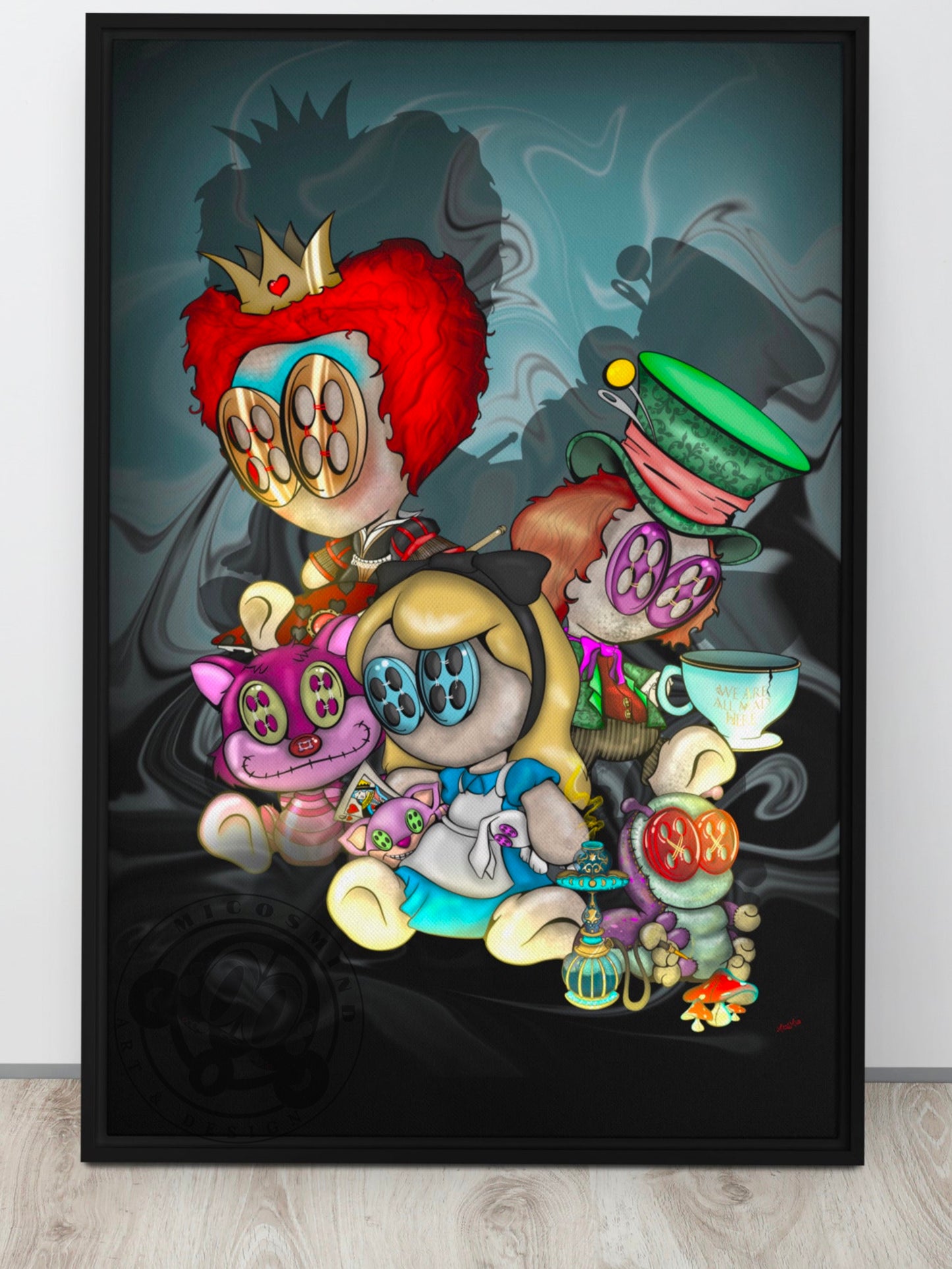 We Are All Mad Here Framed canvas 24”x36”