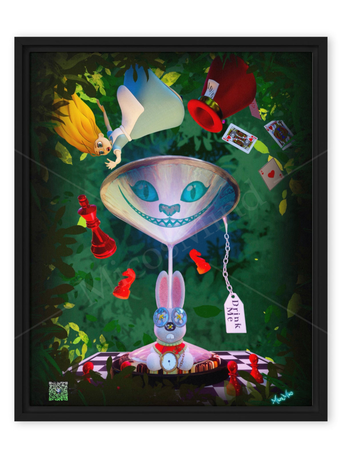 Alice Martini Framed Canvas | Cocktail Pop Art