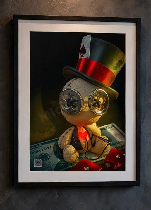 The Gambler – 16x20 Framed Print, Voodoo Doll Casino Poker Wall Art by MicosMind