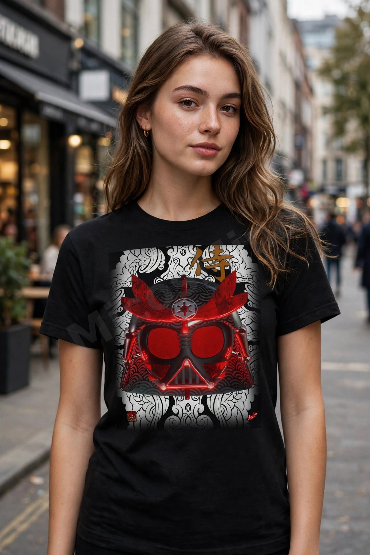 Crimson Ronin Unisex T-Shirt, Samurai Helmet Japanese Graphic Tee by MicosMind