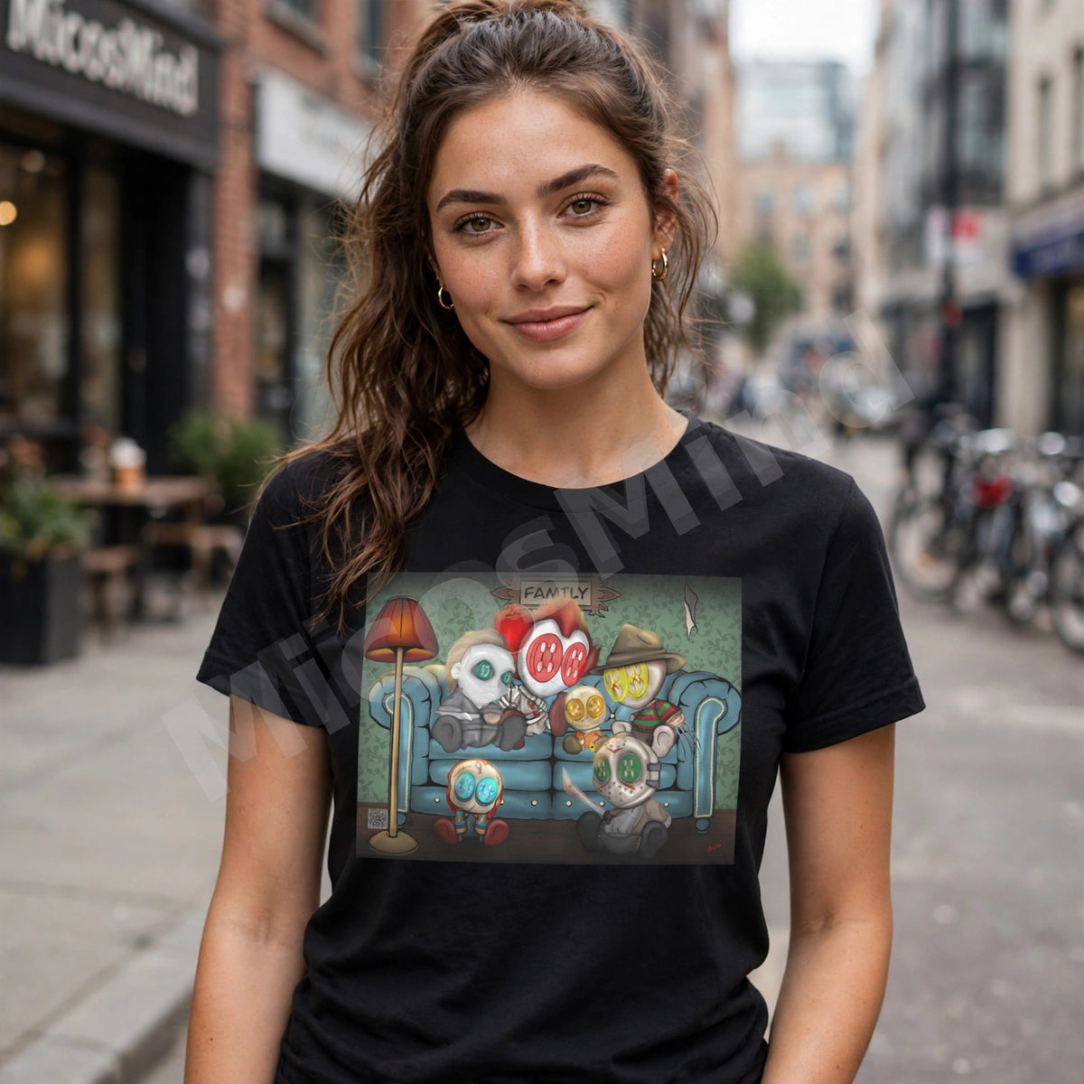 Family Portrait Unisex T-Shirt, Dark Pop Family Graphic Tee by MicosMind