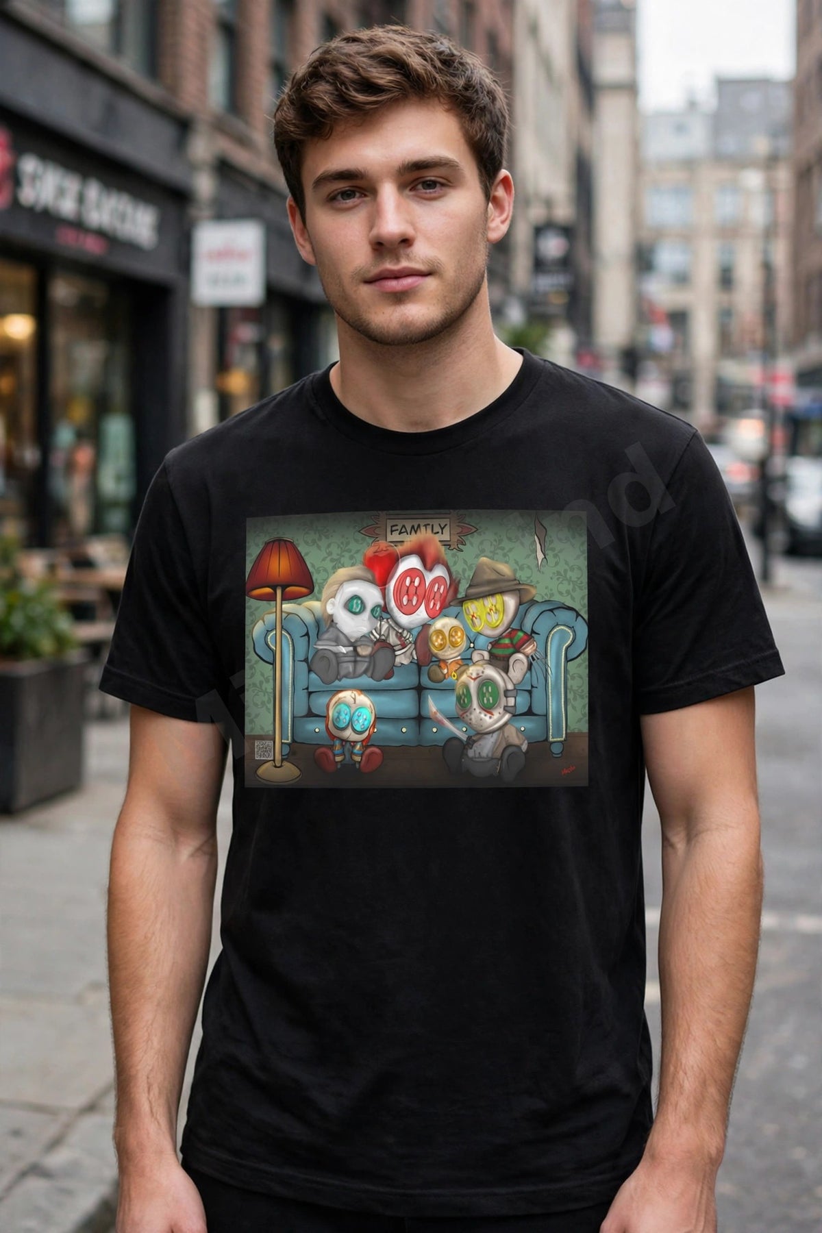 Family Portrait Unisex T-Shirt, Dark Pop Family Graphic Tee by MicosMind