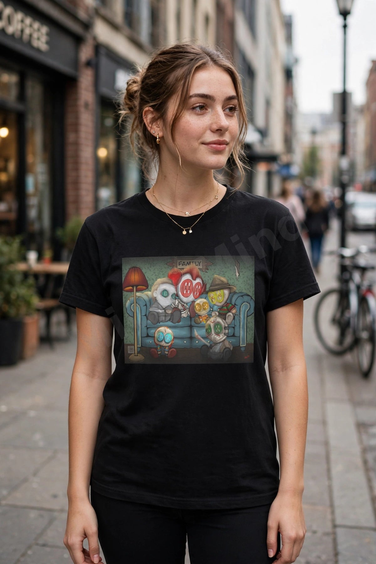 Family Portrait Unisex T-Shirt, Dark Pop Family Graphic Tee by MicosMind