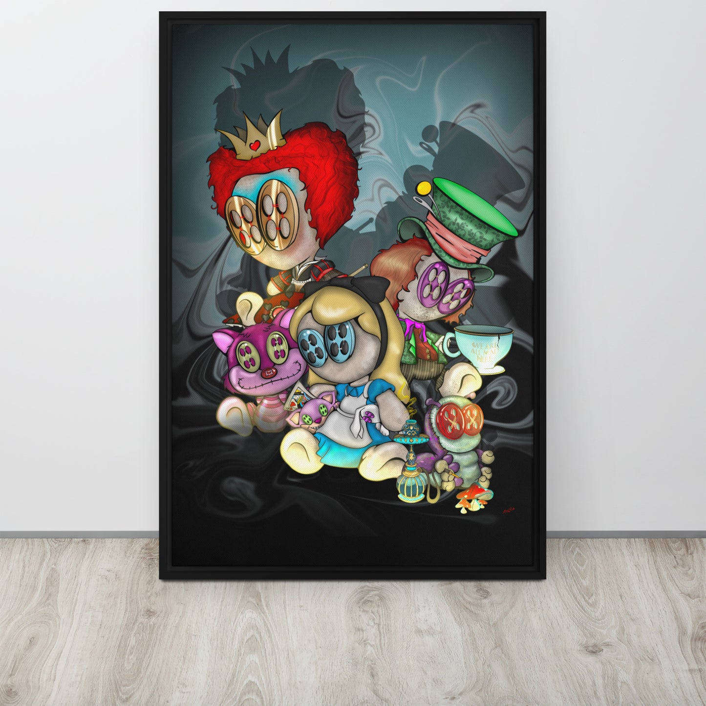 We Are All Mad Here Framed canvas 24”x36”