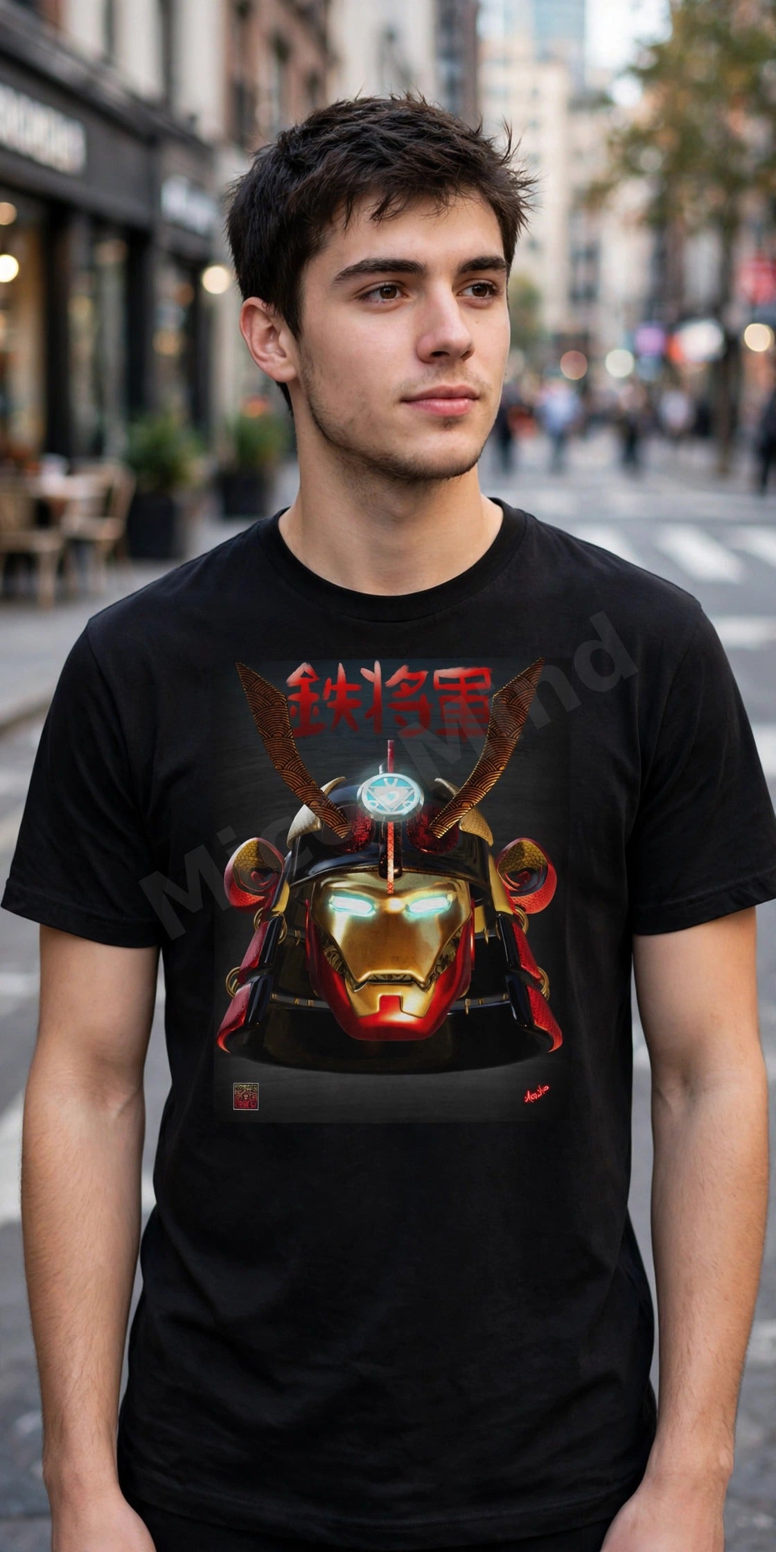Iron Shogun Unisex T-Shirt, Samurai Helmet Graphic Tee by MicosMind