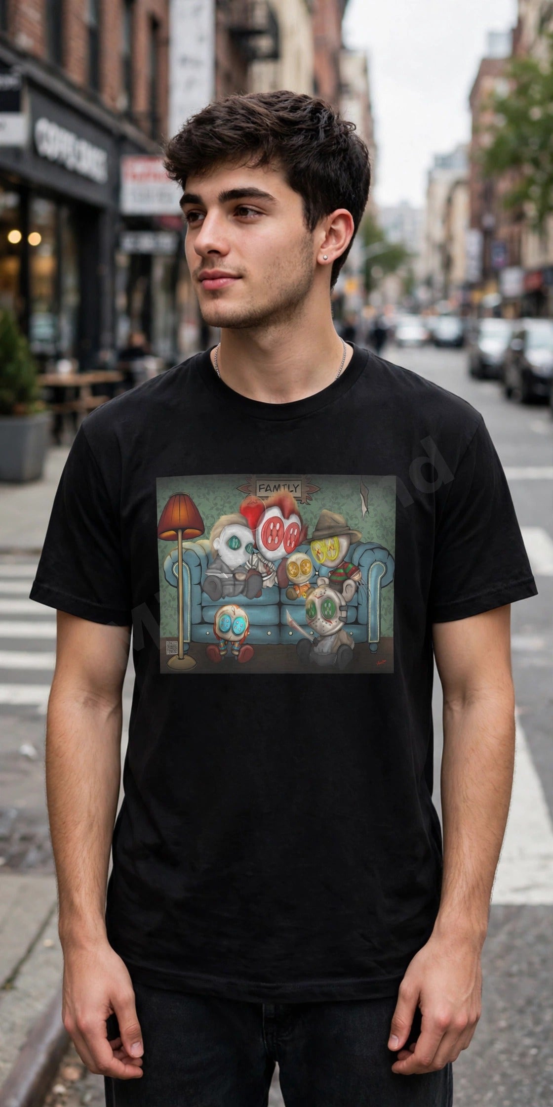 Family Portrait Unisex T-Shirt, Dark Pop Family Graphic Tee by MicosMind