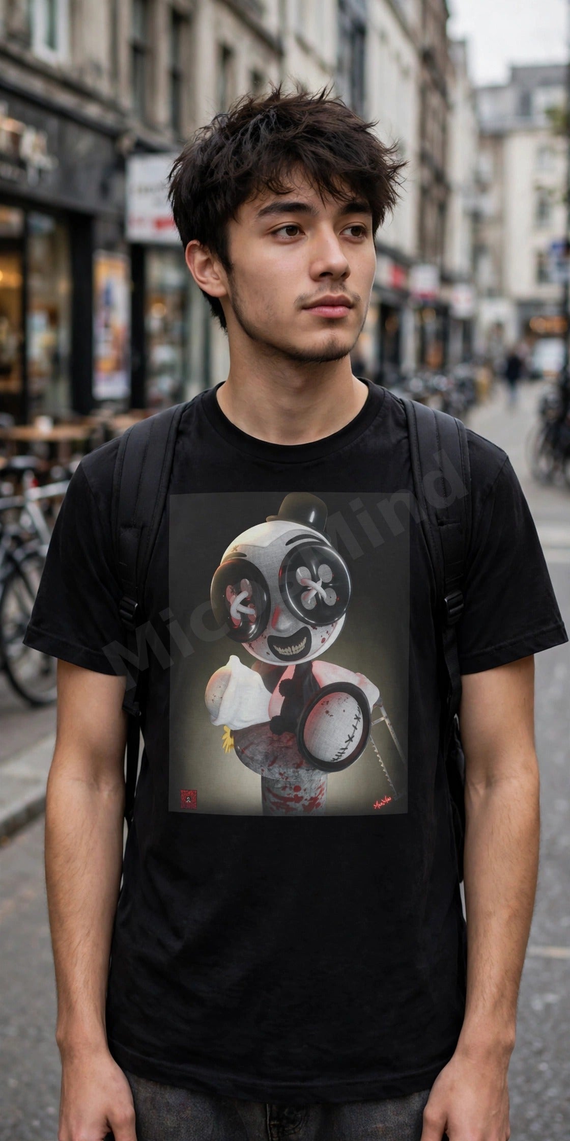 Terrifying Unisex T-Shirt, Mime Clown Dark Pop Graphic Tee by MicosMind