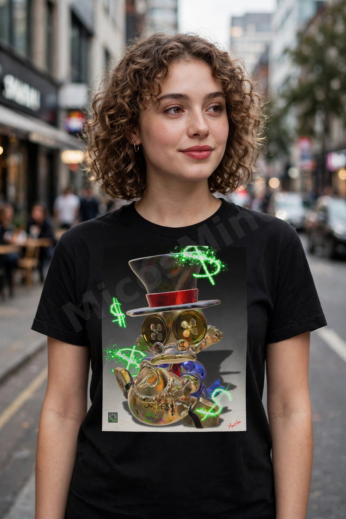 Success Unisex T-Shirt, Money Top Hat Dollar Sign Graphic Tee by MicosMind