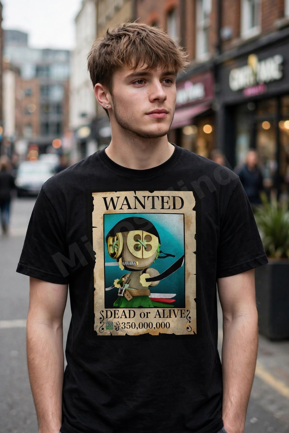 Wanted: The Swordsman Unisex T-Shirt, One Piece Style Anime Wanted Graphic Tee by MicosMind