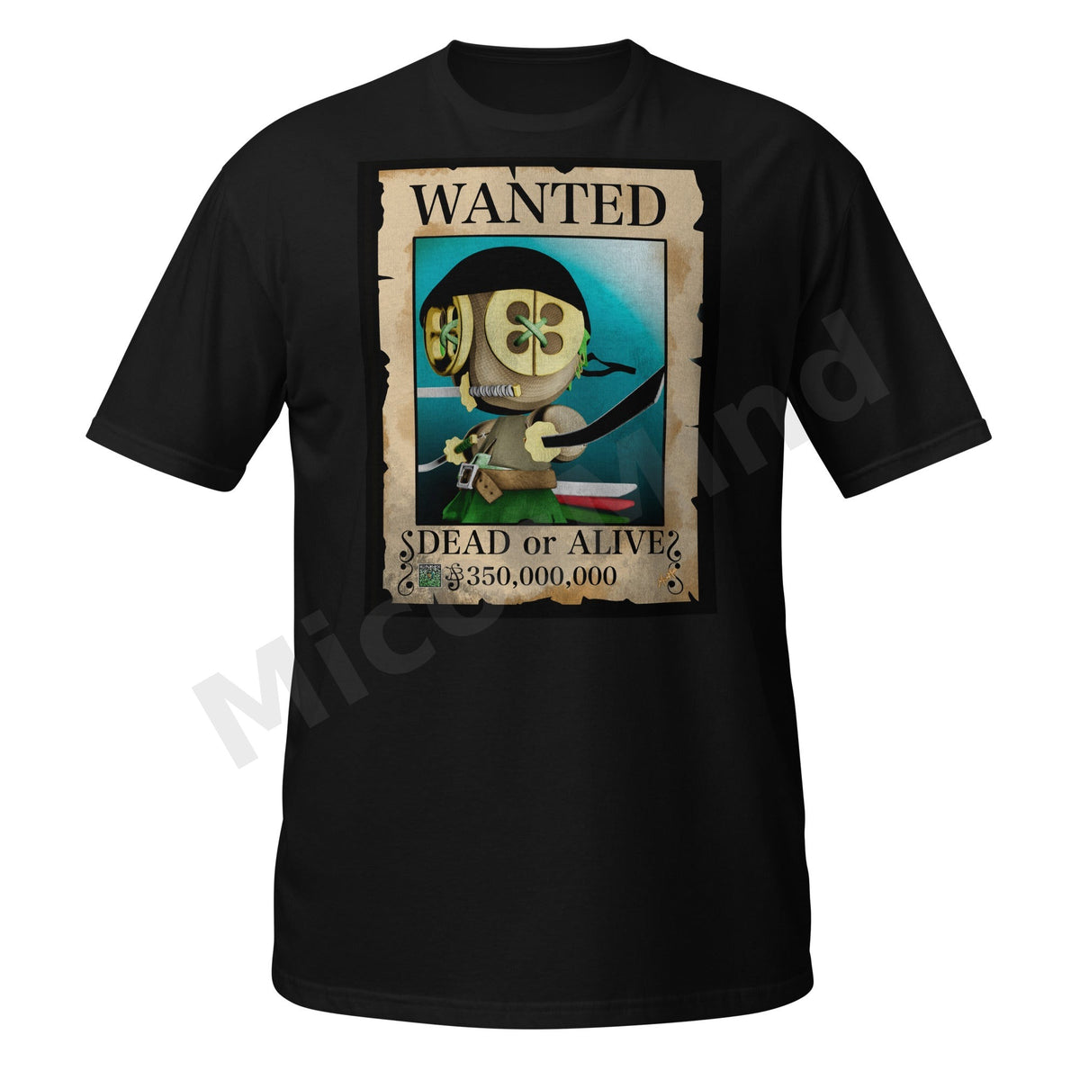 Wanted: The Swordsman Unisex T-Shirt, One Piece Style Anime Wanted Graphic Tee by MicosMind